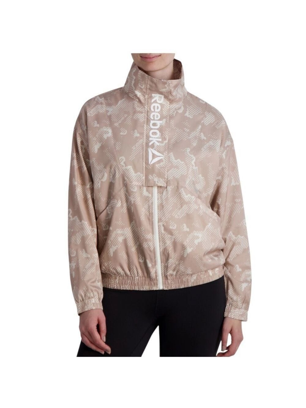 Reebok Beige Camo Track Jacket with White Logo